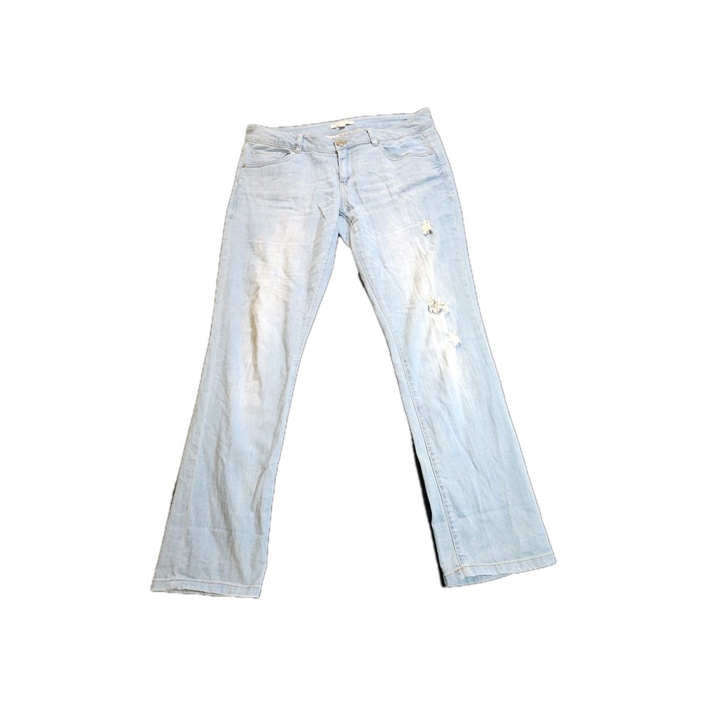 CAbi Deconstructed Brett Jeans Style 748 Womens 8 Lightwash Distressed Boyfriend